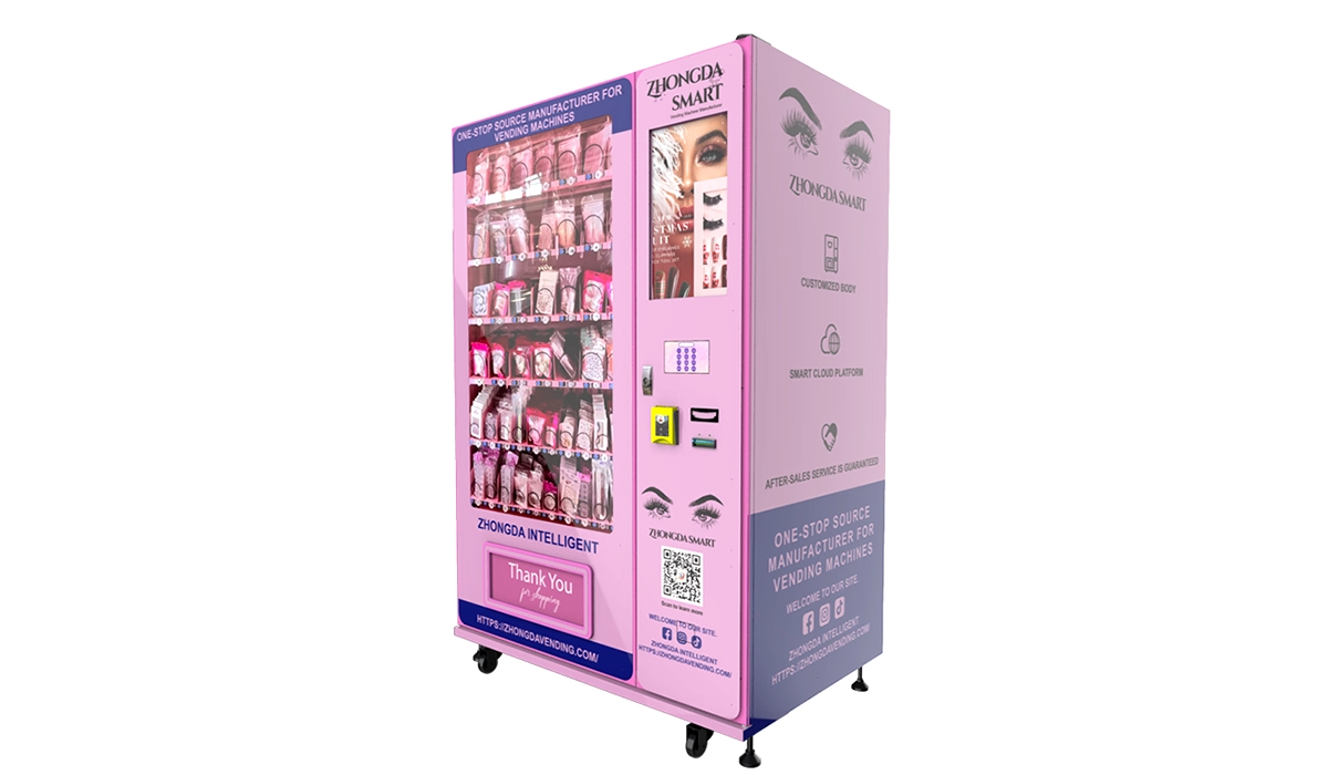 Mini distributeur automatique pour snacks dans boutique de quartier.