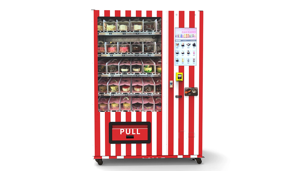 Distributeur à casier réfrigéré pour vente en libre service. Distributeur à casier réfrigéré pour vente en libre service.