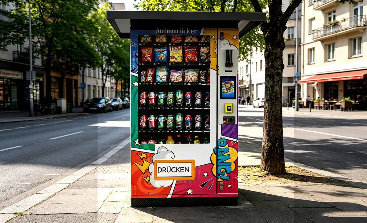 Distributeur automatique multi‑produits pour hall d’immeuble. Distributeur automatique multi‑produits pour hall d’immeuble.