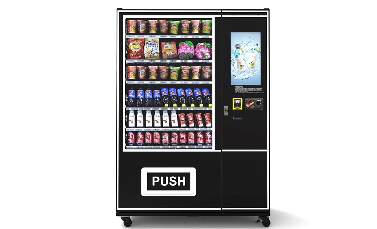 Distributeur de snacks avec gestion à distance connectée. Distributeur de snacks avec gestion à distance connectée.