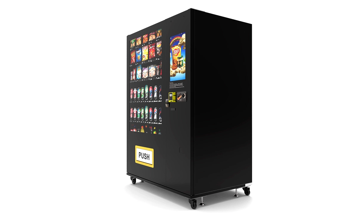Distributeur automatique de snacks avec paiement mobile intégré. Distributeur automatique de snacks avec paiement mobile intégré.